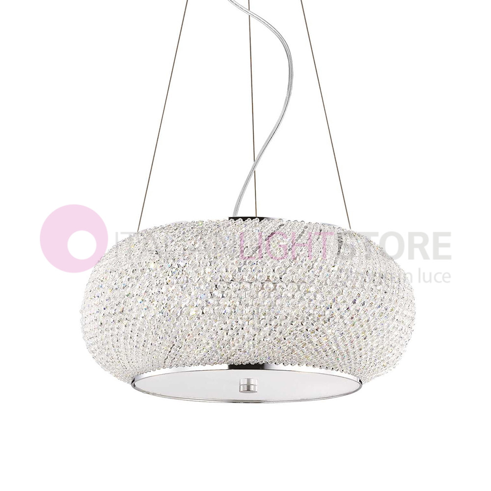 Lampadario sospensione design moderno Pashà Ideal Lux Art 082158 cromo