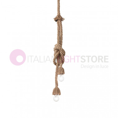 CANAPA SP2 134840 Ideal Lux Rustic Style Rope 2 Light Pendant