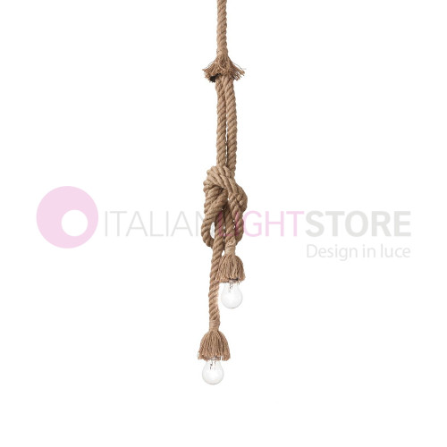 CANAPA SP2 134840 Ideal Lux Rustic Style Rope 2 Light Pendant