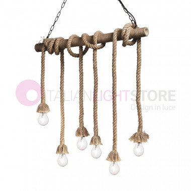 CANAPA SP6 134826 Ideal Lux 6 lights Rustic Style Rope Suspension