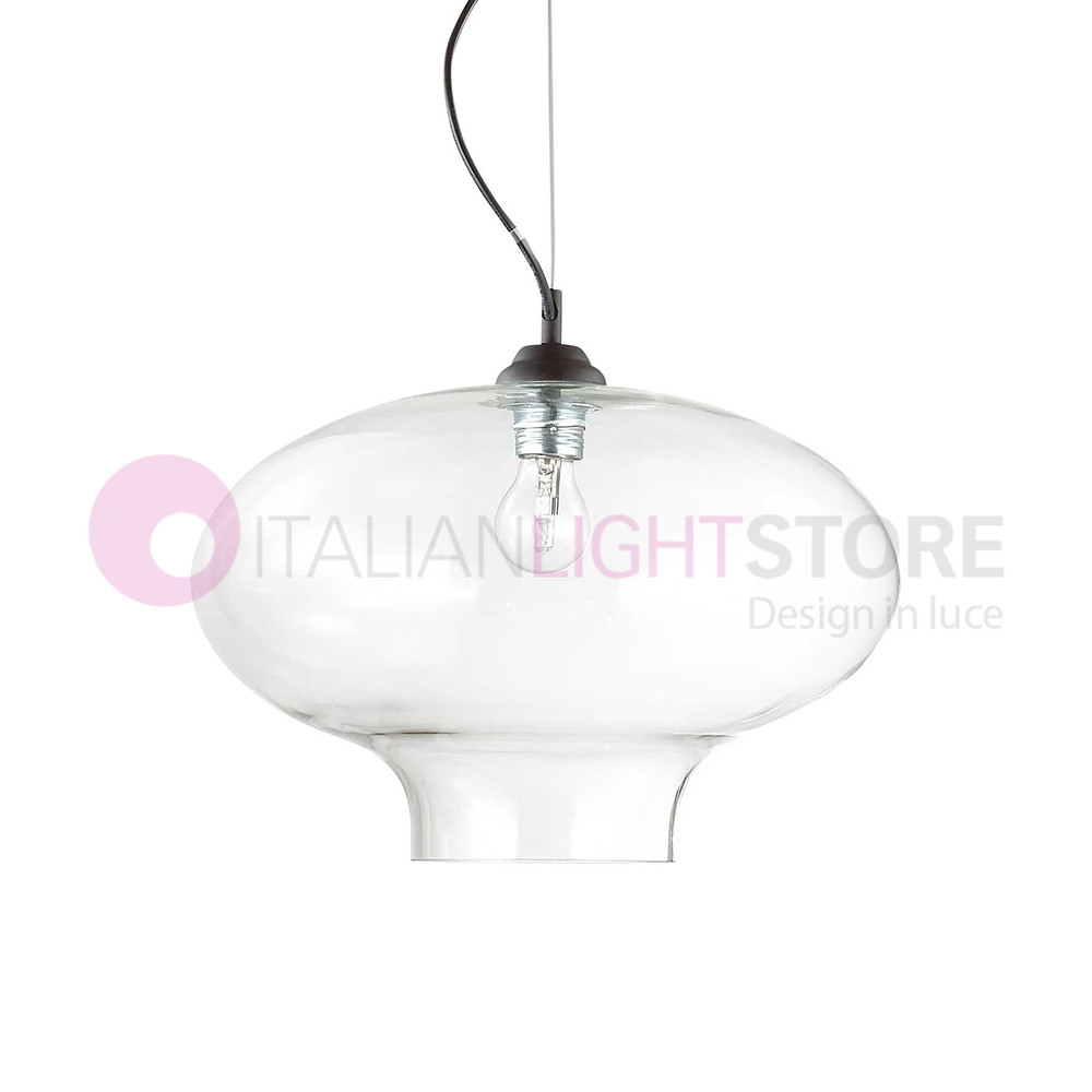 BISTRO' IDEAL LUX 120898 lampadario sospensione vetro soffiato, illuminazione cucina tavolo da pranzo