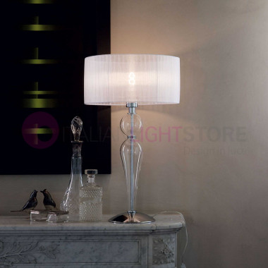Ideal Lux Duchessa Lt1 petite lampe de table en verre 051406 avec abat-jour
