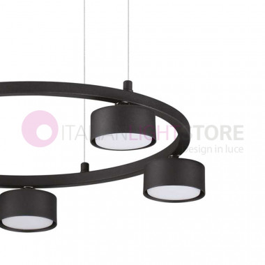 Lampe à suspension circulaire Ideal Lux Minor avec 5 lumières led design minimaliste moderne