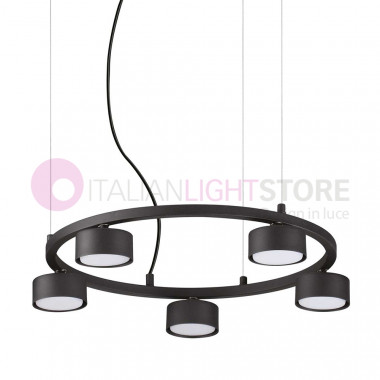 Lampe à suspension circulaire Ideal Lux Minor avec 5 lumières led design minimaliste moderne