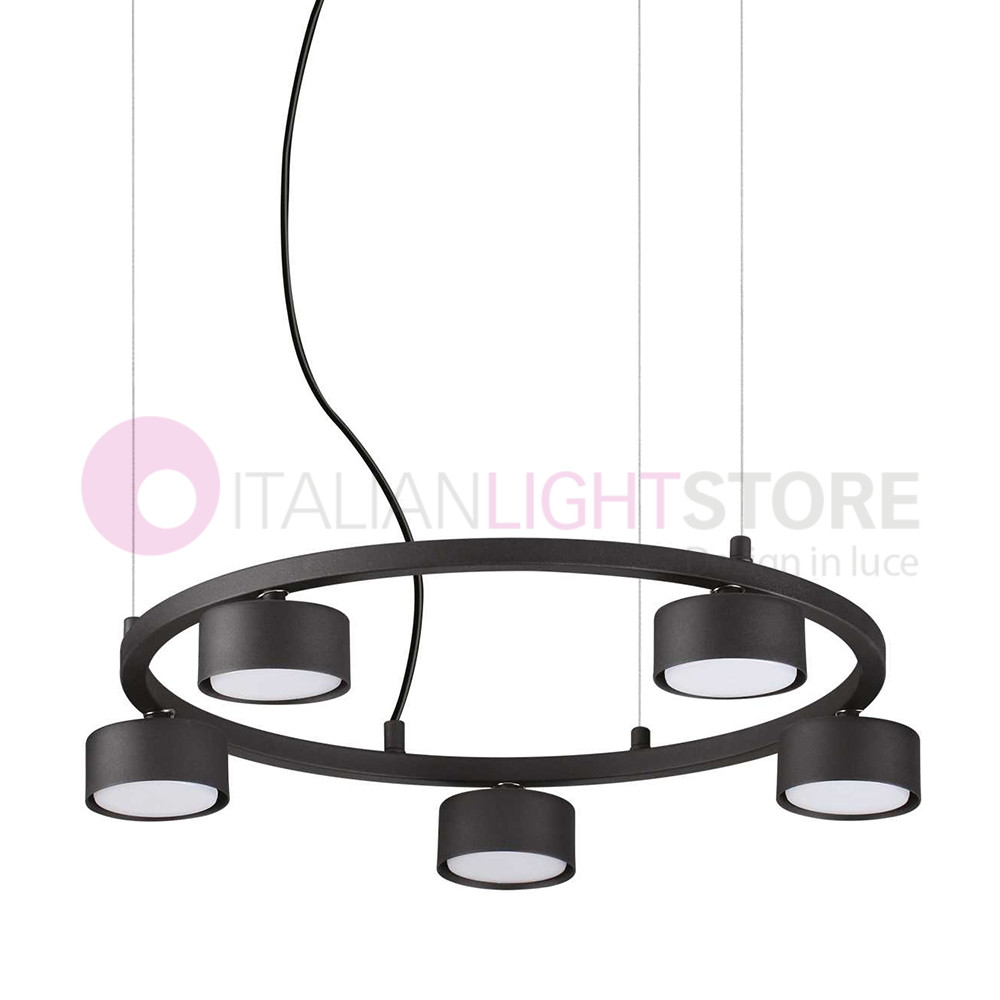 Ideal Lux Minor Lámpara de suspensión circular con 5 luces led diseño minimalista moderno Ideal Lux Minor Lámpara de suspensión circular con 5 luces led diseño minimalista moderno