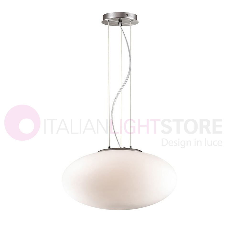 CANDY IDEAL LUX SOSPENSIONE MODERNA in vetro soffiato bianco