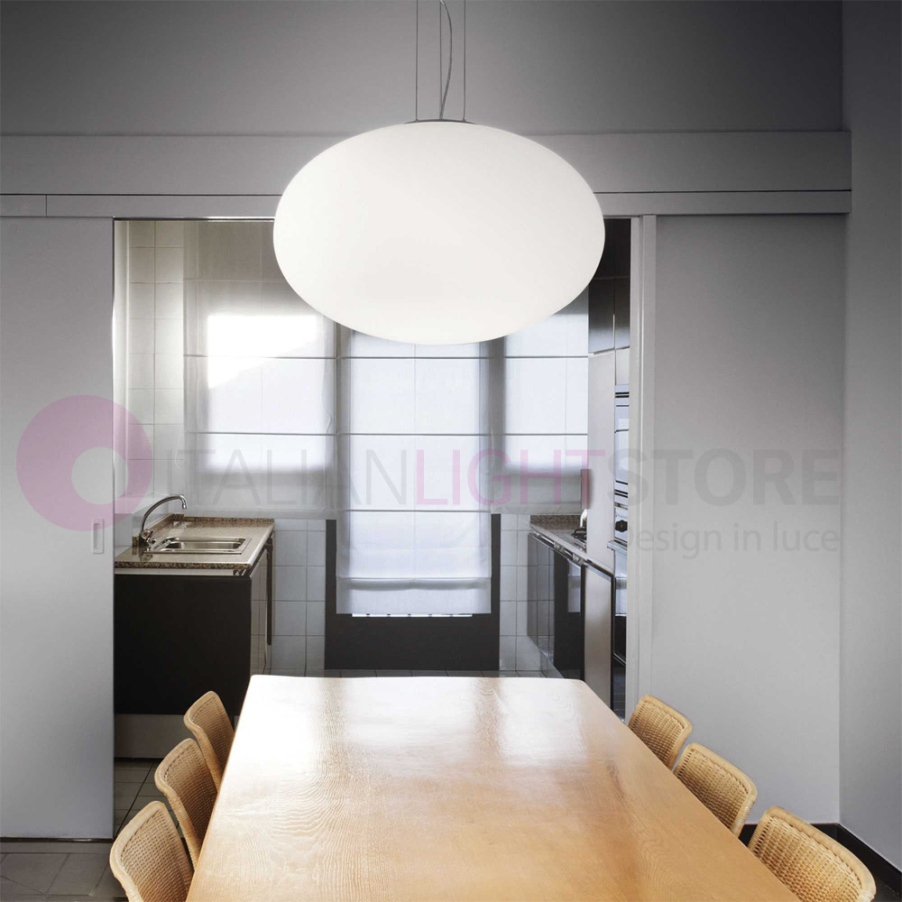 Sospensione Candy Ideal Lux: lampadario vetro soffiato bianco moderno