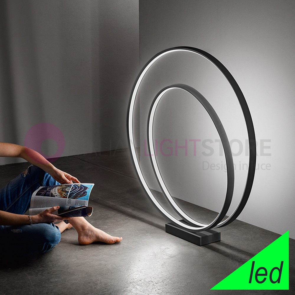 RITMO lampada terra moderna cerchi nero Led perenz 6648NLC