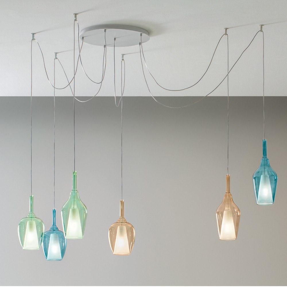 Moderner Suspensionen Ofelia Gea 6 Kronleuchter Luce Glasmalerei