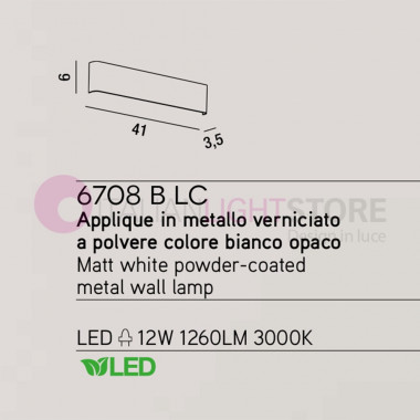 WAY Moderne rechteckige weiße LED Wandleuchte L. 41 Perenz 6708BLC