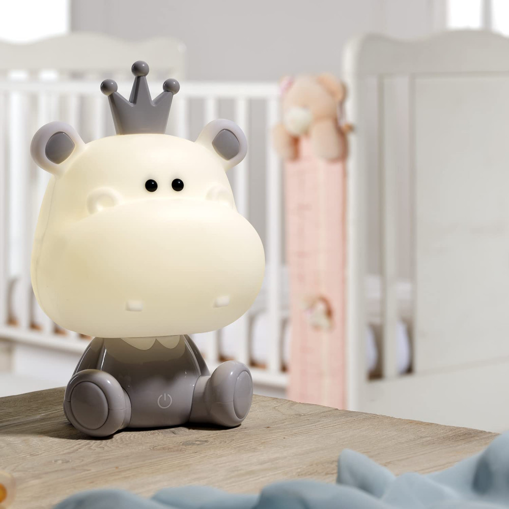 HIPPO lampada luce cameretta bambini simpatico ippopotamo grigio