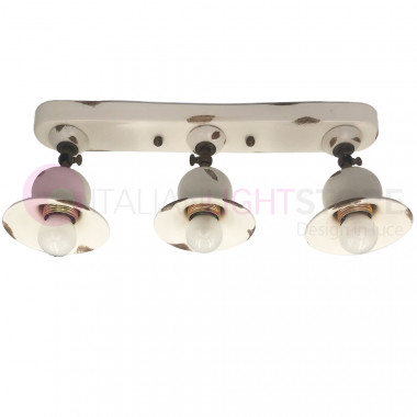 FLORENCE IMAS 35873/3PL Wall lamp Applique Rustic ceiling lamp 3 Brass lights and decorated ceramics