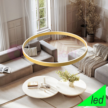 Lampadario a sospensione Perenz Illumina ETERE 8284OR LC LED cerchio luminoso oro spazzolato