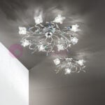 Lampada Da Soffitto Cromata LED Plafoniera Cristalli Lampada Da Soffitto A Led Di Lusso Soggiorno Sala Da Pranzo Lampada Da Soffitto In Cristallo Di Rocca In Cristallo Cromato Esto 748048l 13315921