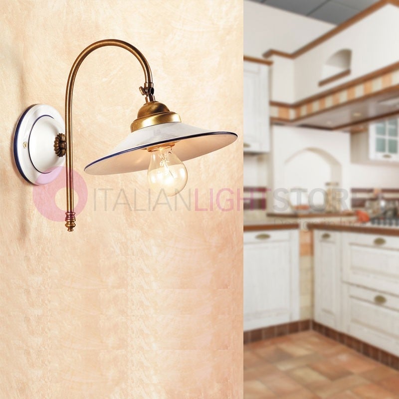 Applique classico in ottone antico e paralumi a 2 luci BGA 2152/a2