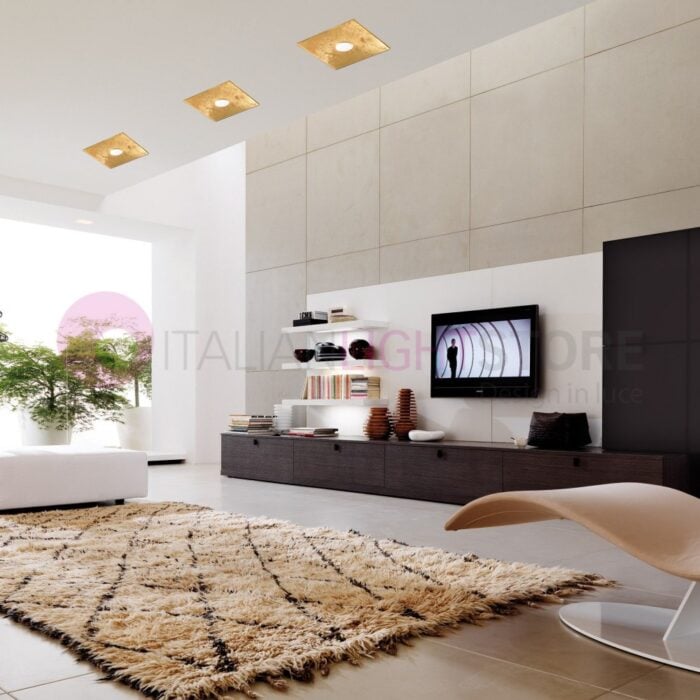 Plafoniera Quadrata In Vetro SPIRELLI Con Decorazione A Cerchi – 30x30 Cm – Attacco E27 – IP20 – Colore Bianco - 2