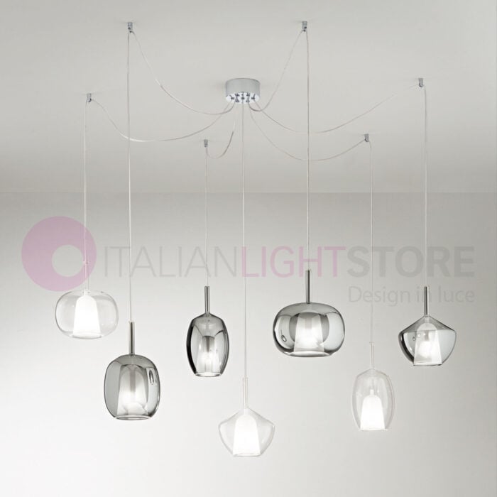 Lampadario sfera cm50 di vetro martellato trasparente perenz skin - 6468TR