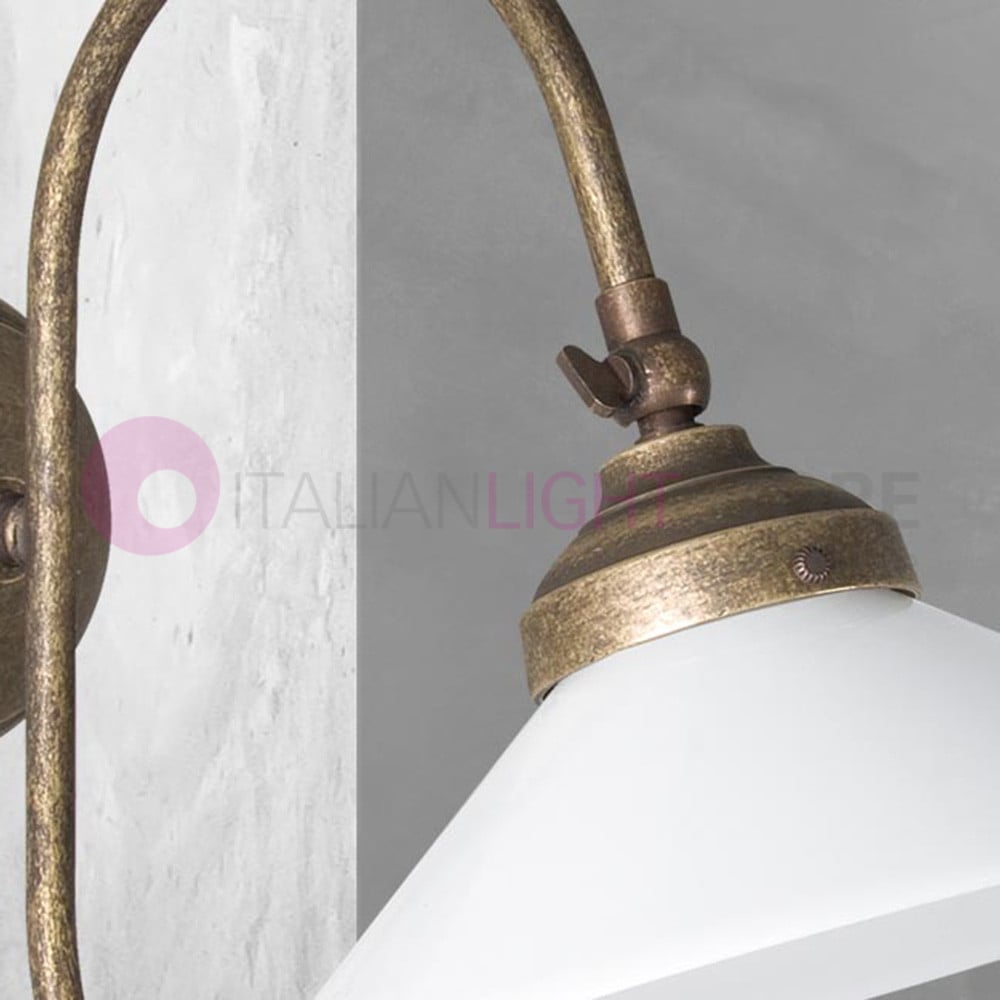 Applique Da Parete In Ottone Con Finitura Laccata Bianca - Stile Vintage Shabby Chic Per Interni